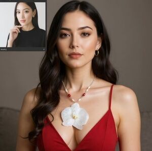 #289 HAND CRAFTED Necklace handcrafted handmade Orchid Resin Dyed coral FWPearls